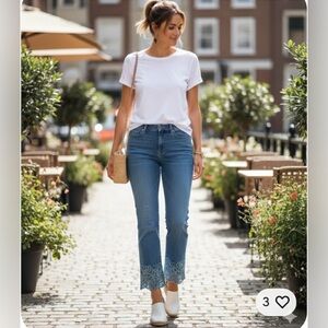 SOLD! Ralph Lauren  denim embroidered eyelet hems Women’s Jeans high-rise Size12